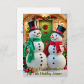 愛らしい雪だるま 招待状 (正面/裏面)