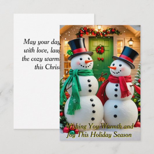 愛らしい雪だるま 招待状 (正面/裏面)