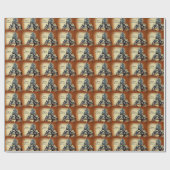 愛らしい雪だるま – 錆と青 ラッピングペーパー (フラット)