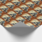 愛らしい雪だるま – 錆と青 ラッピングペーパー (角)