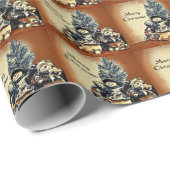 愛らしい雪だるま – 錆と青 ラッピングペーパー (ロールコーナー)