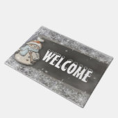 愛らしい雪だるま、雪片、ようこそ ドアマット (アングル)
