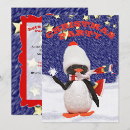 愛らしい雪のクリスマスペンギンの楽園 招待状
