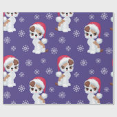 愛らしい雪片テーマ ラッピングペーパー (フラット)