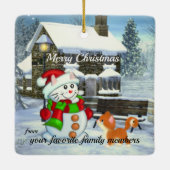 愛らしい雪猫クリスマスセラミックオーナメント セラミックオーナメント (裏面)