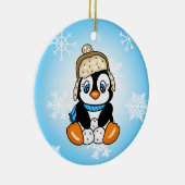 愛らしい雪玉のペンギン セラミックオーナメント (右)