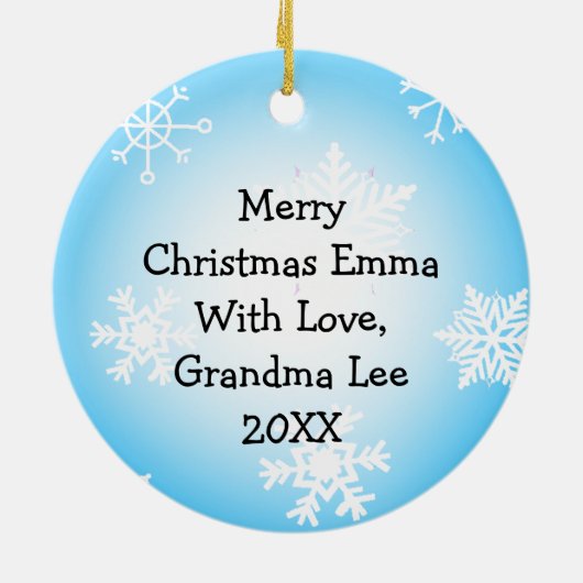 愛らしい雪玉のペンギン セラミックオーナメント (裏面)