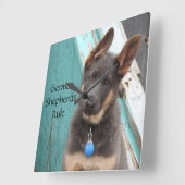 愛らしい青いドイツの羊飼いの子犬 スクエア壁時計 (傾斜)