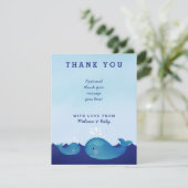 愛らしい青いホエー航海のルの赤ちゃんシャワーありがとう サンキューカード (スタンド正面)