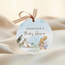 愛らしい青い山の水の色クマ家族 フェイバータグ