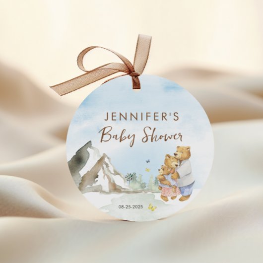 愛らしい青い山の水の色クマ家族 フェイバータグ