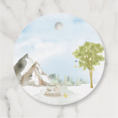 愛らしい青い山の水の色クマ家族 フェイバータグ (裏面)