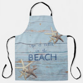 愛らしい青い木のテクスチャ、ヒトデ エプロン (正面)