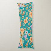 愛らしい青い柄のフローラウサギ ボディピロー (正面縦)