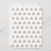 愛らしい青い水彩テディベアのベビーシャワー 招待状 (裏面)