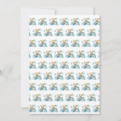 愛らしい青い水彩テディベアのベビーシャワー 招待状 (裏面)