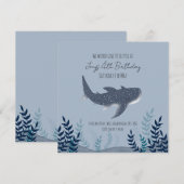 愛らしい青い海のクジラサメの名前 招待状 (正面/裏面)
