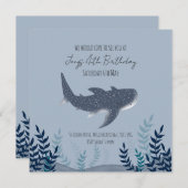 愛らしい青い海のクジラザメの名前 招待状 (正面/裏面)