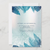 愛らしい青い熱帯葉グリッター甘い16 招待状 (裏面)