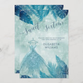 愛らしい青い熱帯離れ《写真》ぼけ味甘い16インビ 招待状 (正面/裏面)