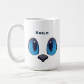 愛らしい青い目の猫の顔 かわいい猫のデザイン コーヒーマグカップ (左)