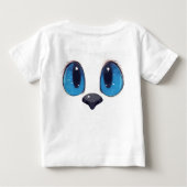 愛らしい青い目の猫の顔 かわいい猫のデザイン ベビーTシャツ (裏面)