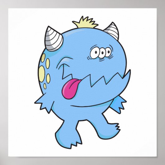 愛らしい青い舌を出すモンスター ポスター (正面)