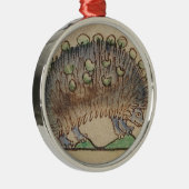 愛らしい青足のハリネズミ メタルオーナメント (右)