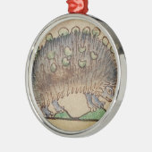 愛らしい青足のハリネズミ メタルオーナメント (左)