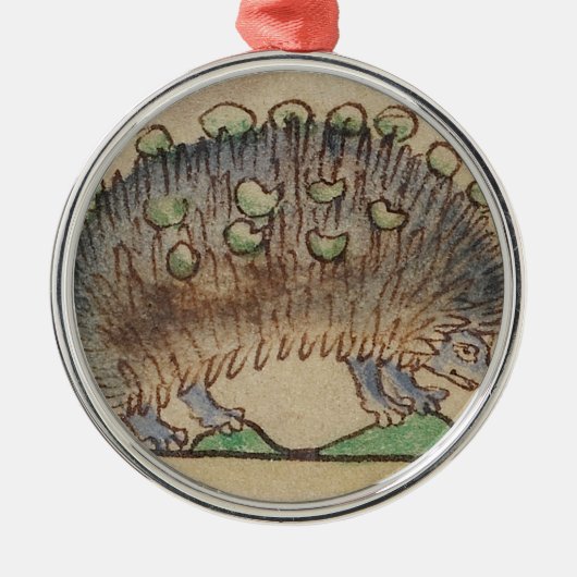 愛らしい青足のハリネズミ メタルオーナメント (正面)