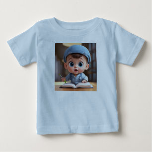 「愛らしい頭が切れるベビー漫画プリント」 ベビーTシャツ