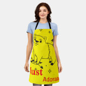 愛らしい顔料スケッチブラックとレッド文字 エプロン (着用した状態)