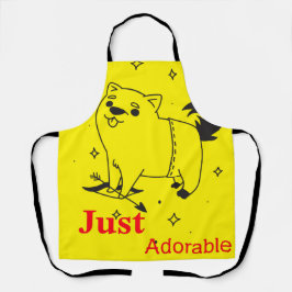 愛らしい顔料スケッチブラックとレッド文字 エプロン