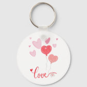 愛らしい風船とハート – かわいいバレンタイン キーホルダー (正面)