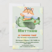 愛らしい飛んでいるキツネ誕生日パーティーの招待 招待状 (正面)