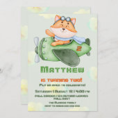 愛らしい飛んでいるキツネ誕生日パーティーの招待 招待状 (正面/裏面)