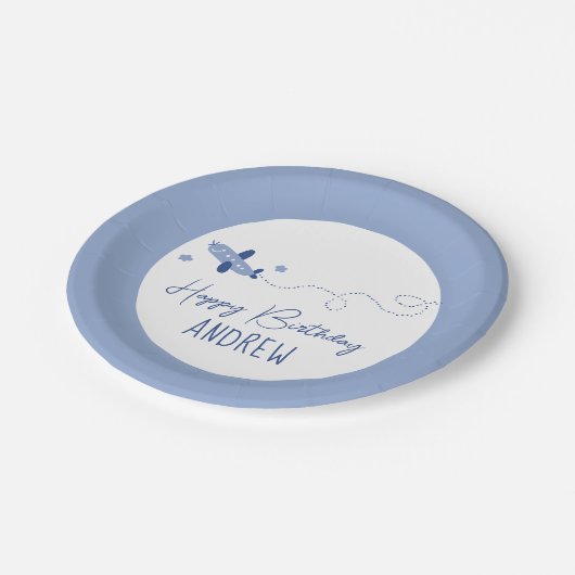 愛らしい飛行機どのようにタイムフライ最初の誕生日 ペーパープレート (アングル)