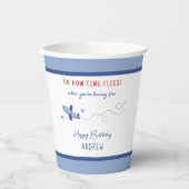 愛らしい飛行機どのようにタイムフライ最初の誕生日 紙コップ (正面)