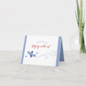 愛らしい飛行機どのようにタイムフライ誕生日パーティー サンキューカード (正面)