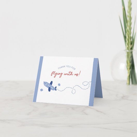 愛らしい飛行機どのようにタイムフライ誕生日パーティー サンキューカード (正面)
