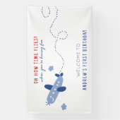 愛らしい飛行機どのようにタイムフライ誕生日パーティー 横断幕 (縦)