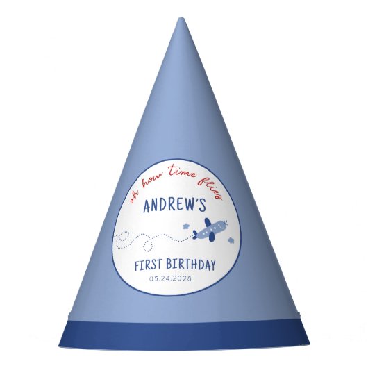 愛らしい飛行機タイムフライ誕生日 パーティーハット (正面)