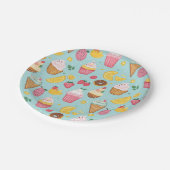 愛らしい食品アイテムイラストレーションパターン ペーパープレート (アングル)