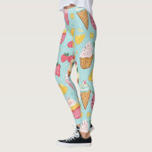 愛らしい食品アイテムイラストレーションパターン レギンス (左)