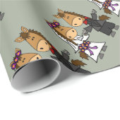 愛らしい馬の新郎新婦の結婚式 ラッピングペーパー (ロールコーナー)