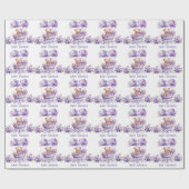 愛らしい馬車テディベア女の子ベビーシャワー ラッピングペーパー (フラット)