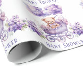 愛らしい馬車テディベア女の子ベビーシャワー ラッピングペーパー (ロールコーナー)