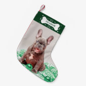 愛らしい骨カスタムの写真ペット犬 スモールクリスマスストッキング (正面 (吊り時))