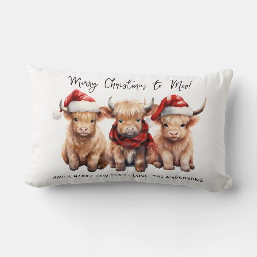 愛らしい高地の牛ふくらはぎメリークリスマスへモー ランバークッション (裏面)