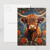 愛らしい高地カウウィリアム・モリスインスパイア ポストカード (正面/裏面)